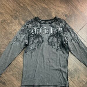 Affliction Charcoal Graphic Long Sleeve Shirt